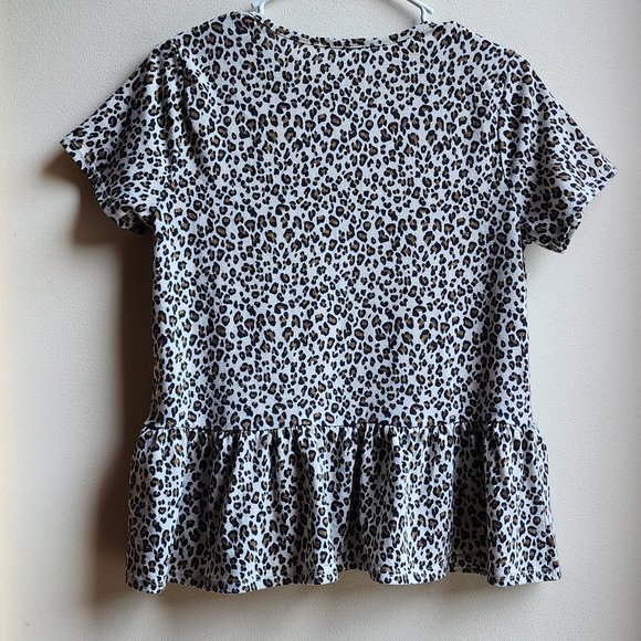Gaze Animal Print Ruffled Short Sleeve Jersey Size Small - Picture 10 of 11